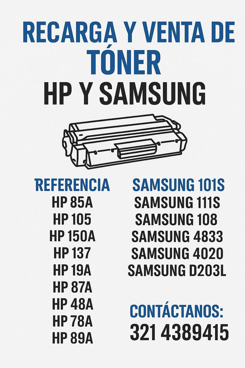 recarga venta toner hp samsung